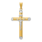 14K Two-Tone and White Rhodium Inri Crucifix Pendant