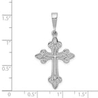 14k White Gold Fleur de Lis Cross Pendant