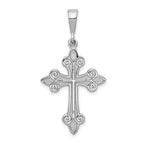 14k White Gold Fleur de Lis Cross Pendant