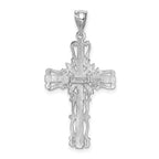 14k White Gold Fancy Latin Cross Pendant