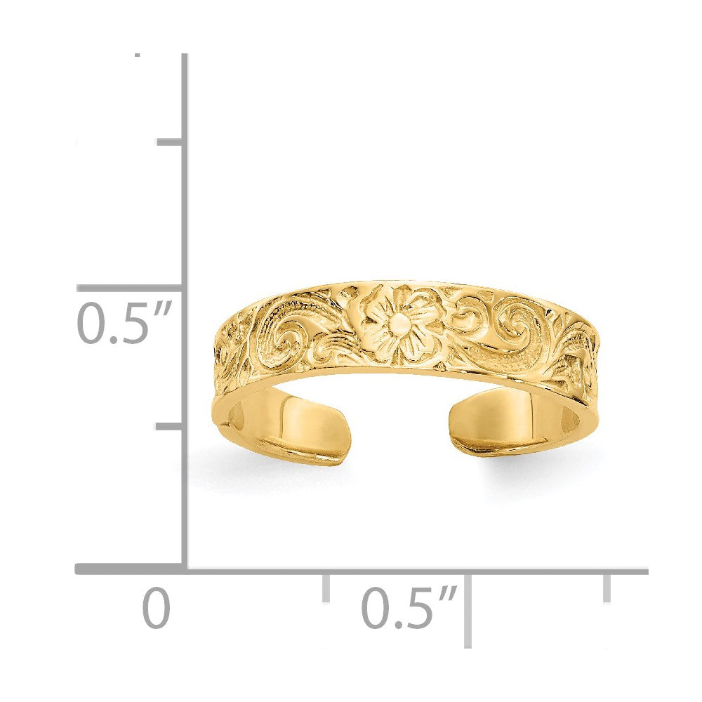 14k Flower and Scroll Toe Ring