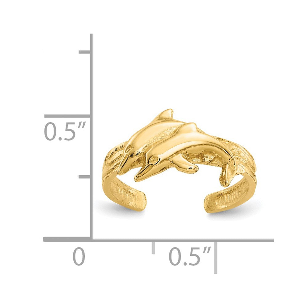 14K Two Dolphins Toe Ring