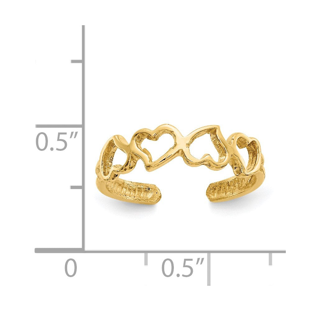 14K Open Hearts Toe Ring