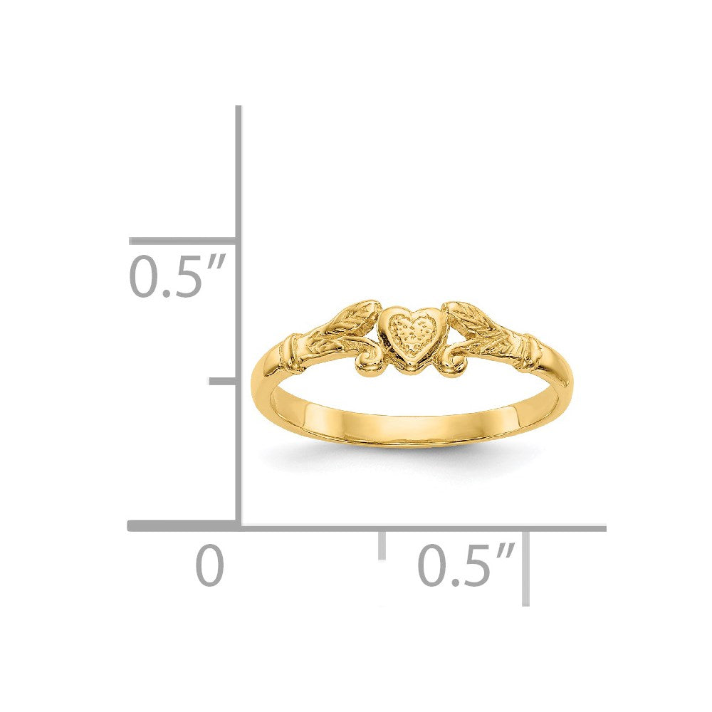 14k Textured Mini Heart Baby / Childs Ring