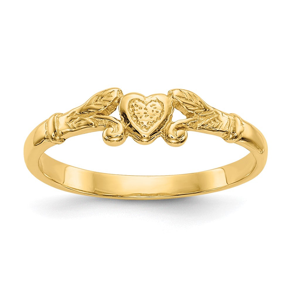 14k Textured Mini Heart Baby / Childs Ring