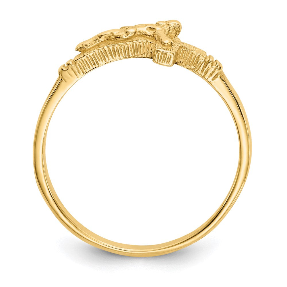 14K Satin Finish Crucifix Baby / Childs Ring