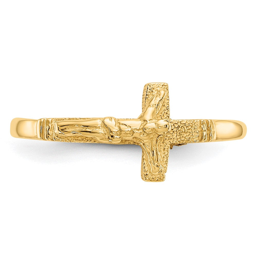 14K Satin Finish Crucifix Baby / Childs Ring