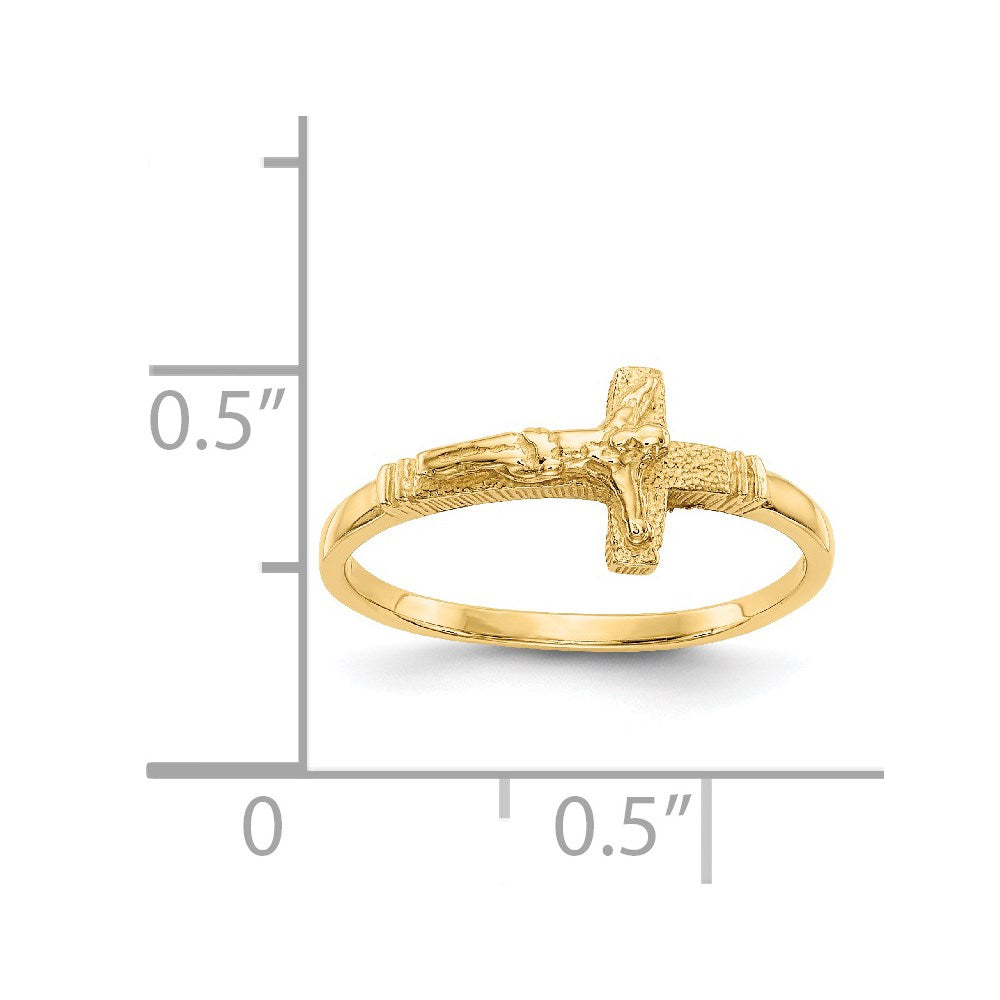 14K Satin Finish Crucifix Baby / Childs Ring