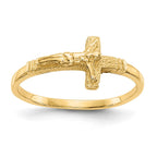 14K Satin Finish Crucifix Baby / Childs Ring