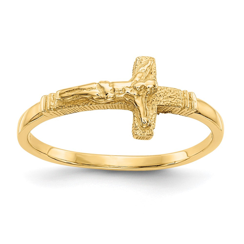 14K Satin Finish Crucifix Baby / Childs Ring