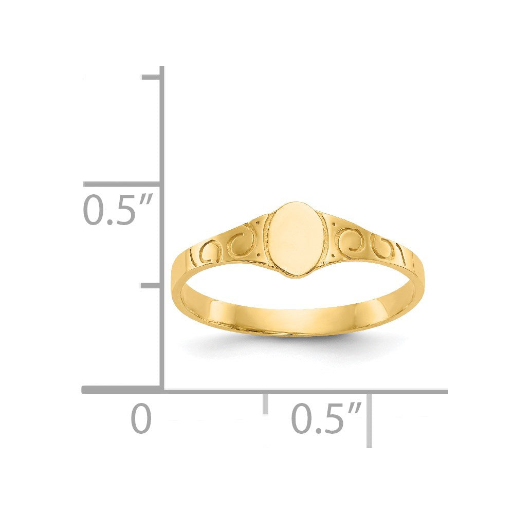 14k Polished 4.0x5.0mm Closed Back Childs Oval Signet Ring
