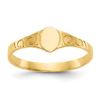 14k Polished 4.0x5.0mm Closed Back Childs Oval Signet Ring