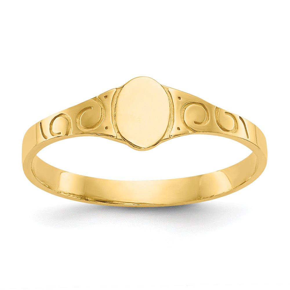 14k Polished 4.0x5.0mm Closed Back Childs Oval Signet Ring