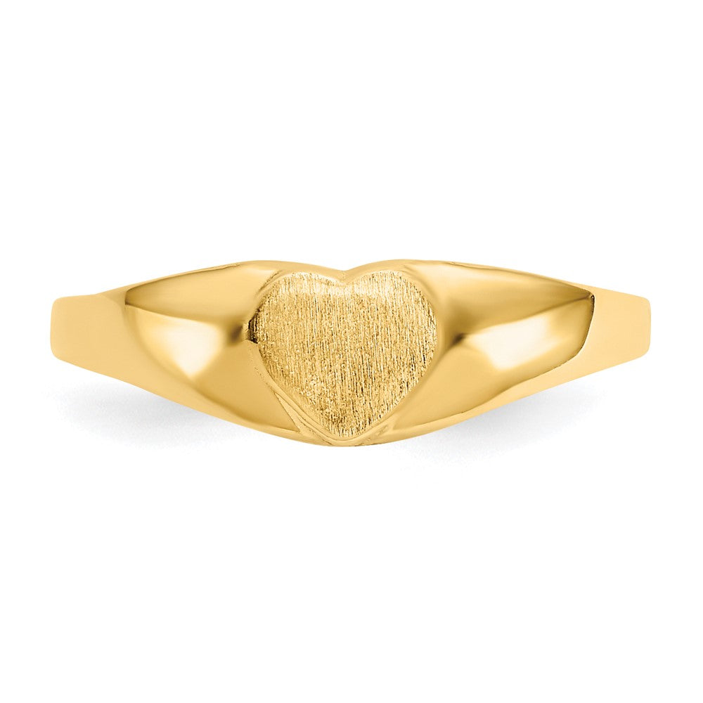 14k Satin 5.0x5.0mm Closed Back Baby Heart Signet Ring