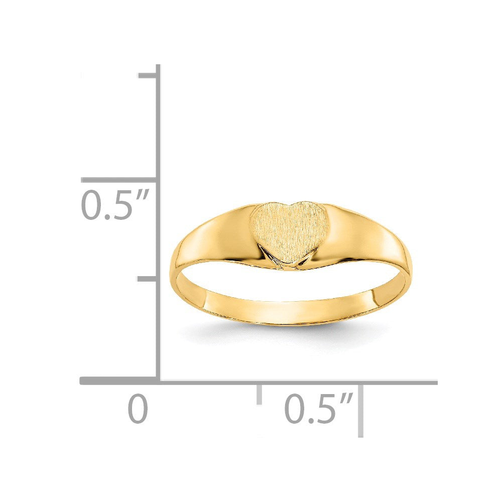 14k Satin 5.0x5.0mm Closed Back Baby Heart Signet Ring
