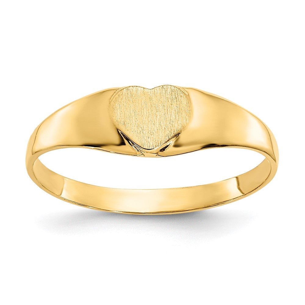 14k Satin 5.0x5.0mm Closed Back Baby Heart Signet Ring