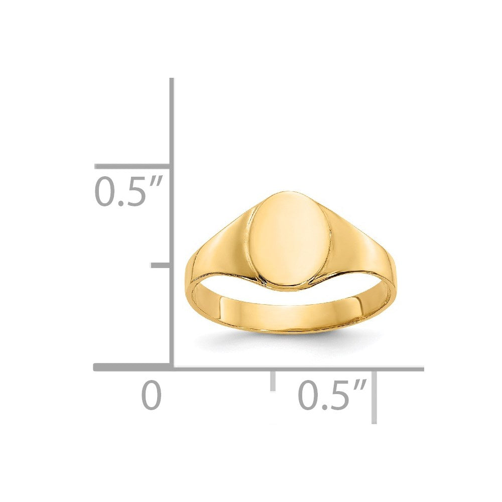 14k 5.0x6.5mm Closed Back Baby Oval Signet Ring