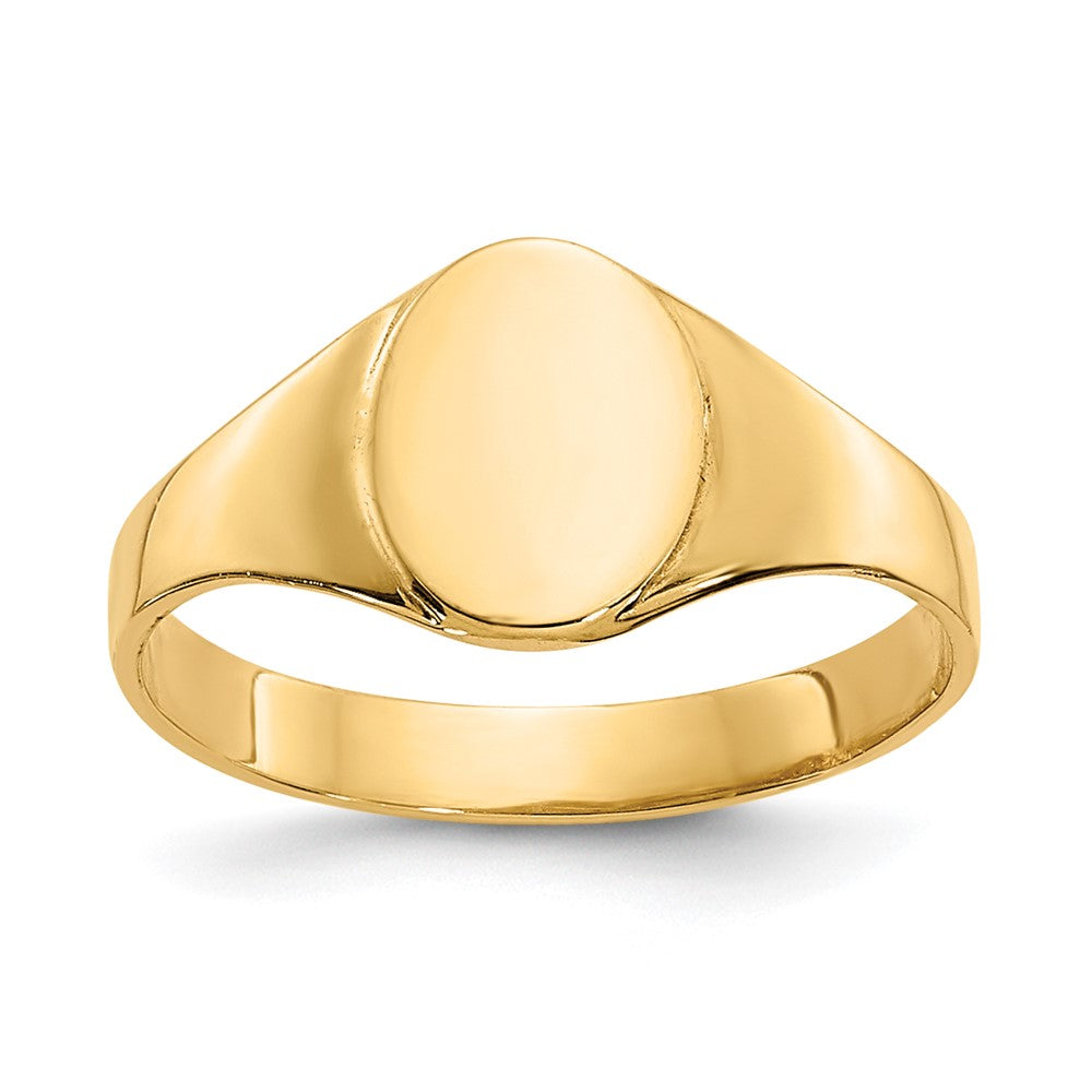 14k 5.0x6.5mm Closed Back Baby Oval Signet Ring