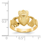 14K Mens Satin Diamond-cut Claddagh Ring
