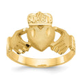 14K Mens Satin Diamond-cut Claddagh Ring