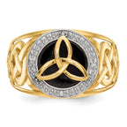 14k and White Rhodium Onyx Diamond Trinity Knot Ring