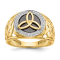 14k and White Rhodium Onyx Diamond Trinity Knot Ring