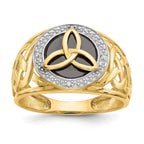 14k and White Rhodium Onyx Diamond Trinity Knot Ring