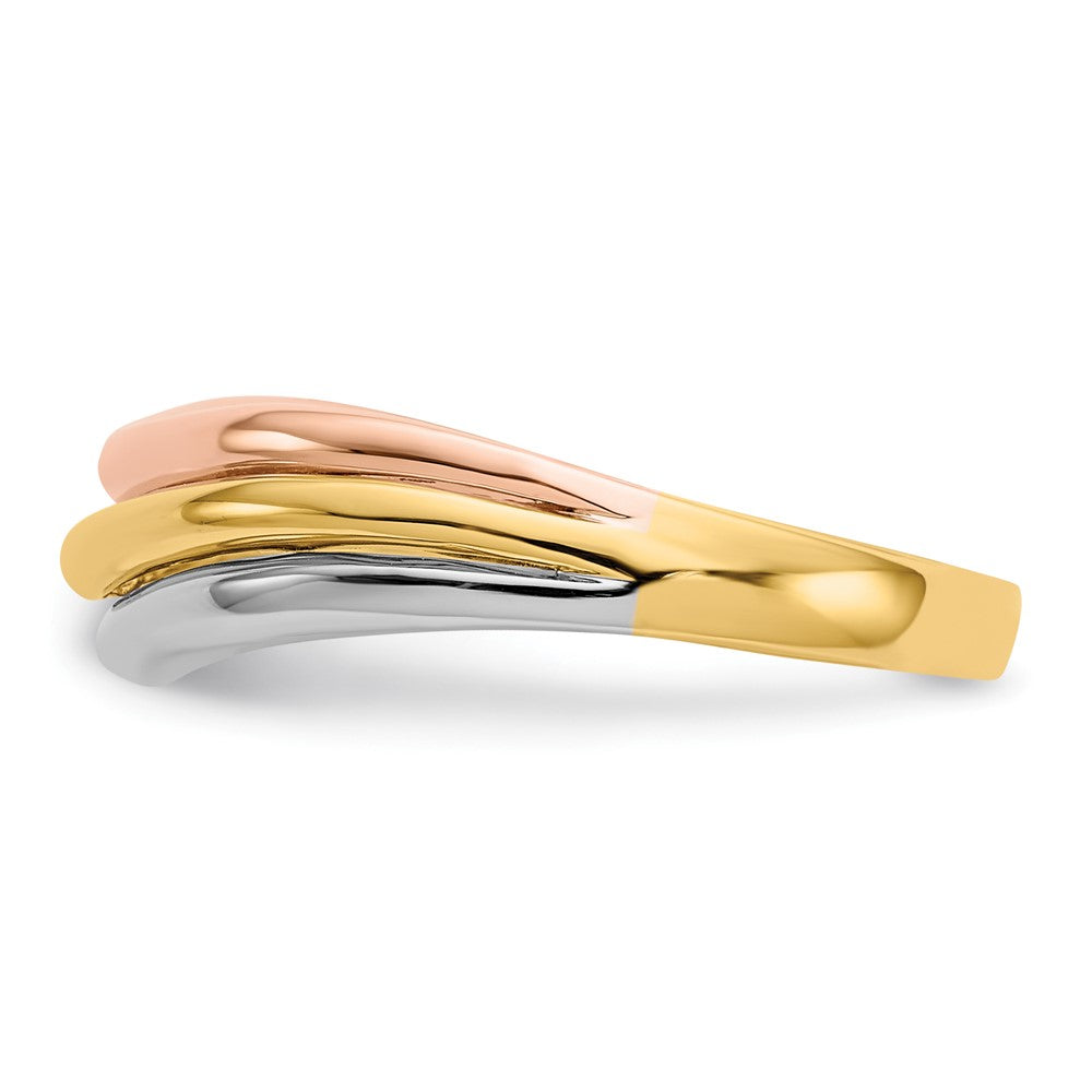 14K Tri-Color Open Fancy Curved Ring