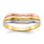 14K Tri-Color Open Fancy Curved Ring