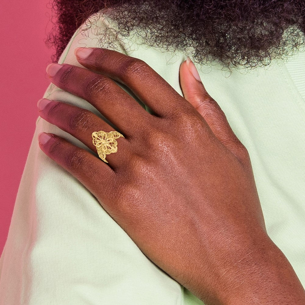 14K Diamond-cut Filigree Ring