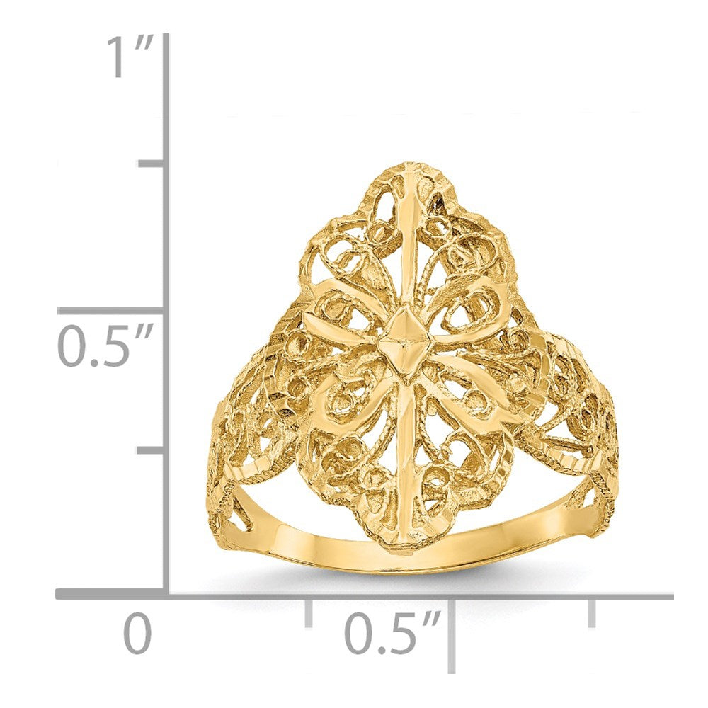 14K Diamond-cut Filigree Ring