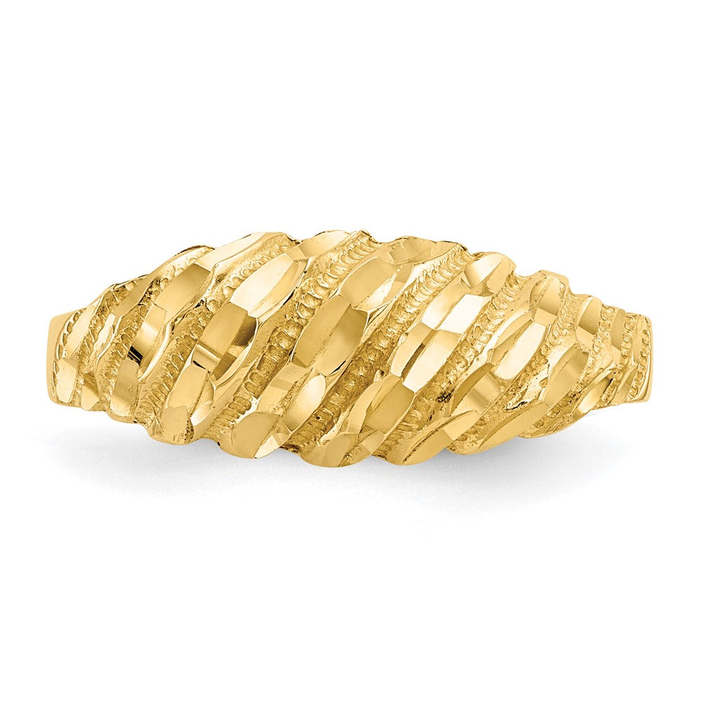 14K Diamond-cut Dome Ring