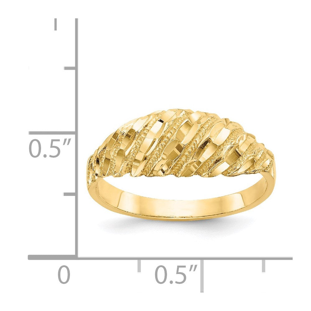 14K Diamond-cut Dome Ring