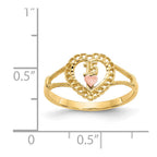 14K Two-tone Quinceanera 15 in Heart Ring