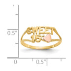 14K Two-tone Quinceanera SWEET 15 Heart Ring