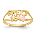 14K Two-tone Quinceanera SWEET 15 Heart Ring