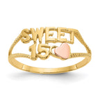 14K Two-tone Quinceanera SWEET 15 Heart Ring