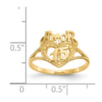 14K Quinceanera AMOR 15 Heart Ring