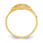 14K Two-tone Diamond-cut Quinceanera 15 in Heart Ring