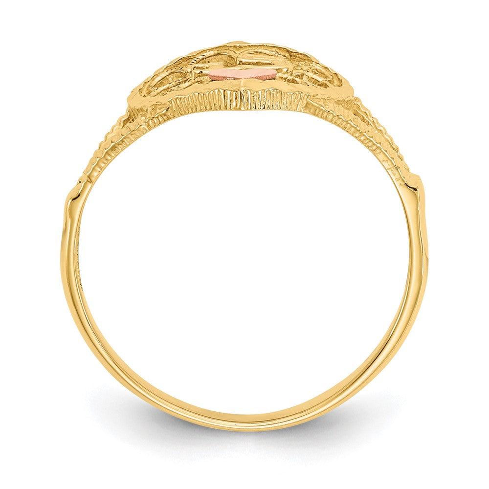 14K Two-tone Diamond-cut Quinceanera 15 in Heart Ring