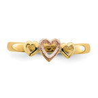 14k Rose and Yellow Gold Hearts Ring