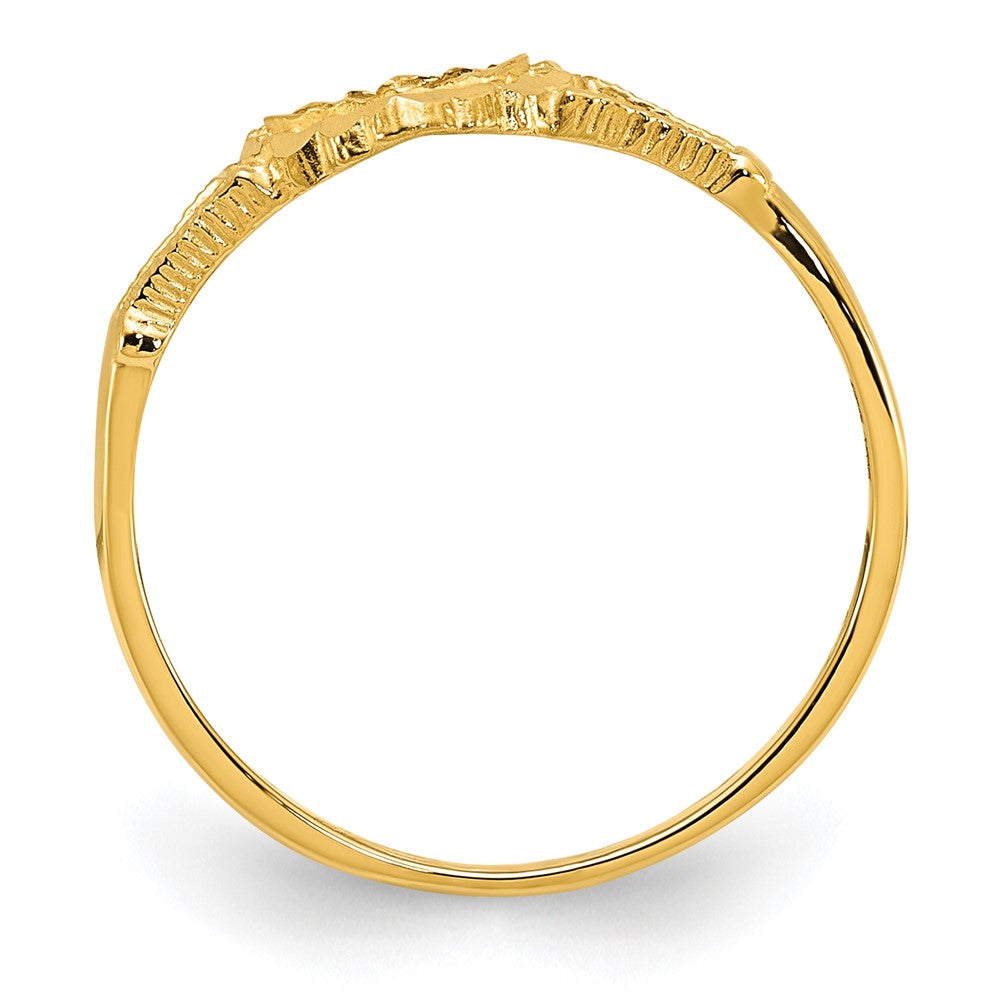 14K Diamond-Cut Cross in Heart Baby / Childs Ring