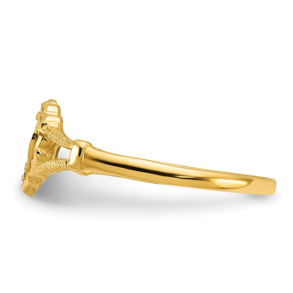 14K Diamond-Cut Cross in Heart Baby / Childs Ring