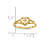 14K Diamond-Cut Cross in Heart Baby / Childs Ring