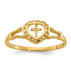 14K Diamond-Cut Cross in Heart Baby / Childs Ring