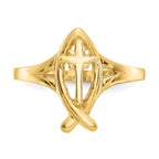 14k Ichthus with Cross Ring
