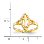 14k Ichthus with Cross Ring