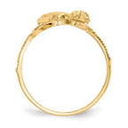 14K Two-tone Diamond Cut Praying Hands with Cross Ring