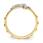14K Two-tone Crucifix Rosary Ring