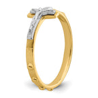 14K Two-tone Crucifix Rosary Ring
